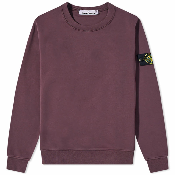 Photo: Stone Island Men's Garment Dyed Crew Neck Sweat in Dark Burgundy