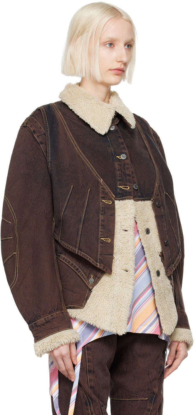 Kiko Kostadinov Brown Paneled Levi's Edition Denim Jacket