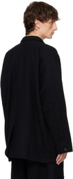 Jan-Jan Van Essche Black O-Project Teddy Wool Twill Blazer