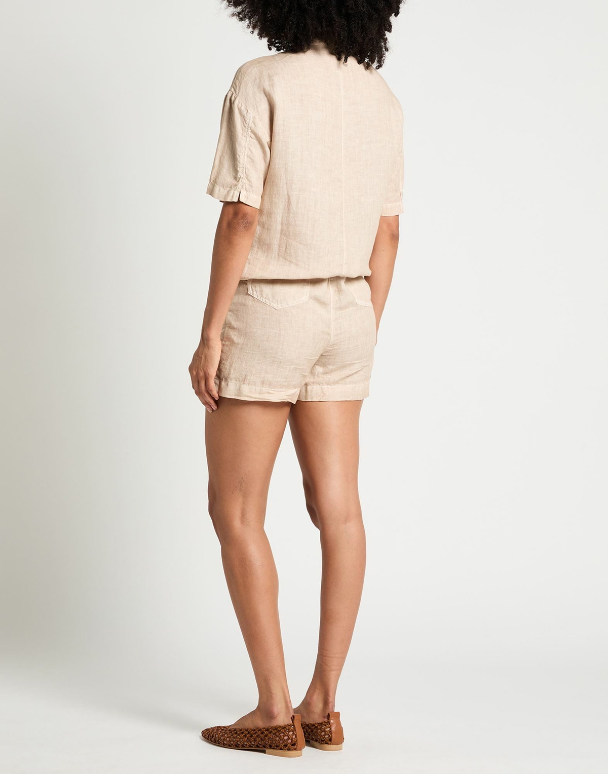 120% Lino Womens Playsuit in Beige