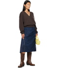 OPEN YY Brown Wool Criss Cross Wrap Knit Sweater