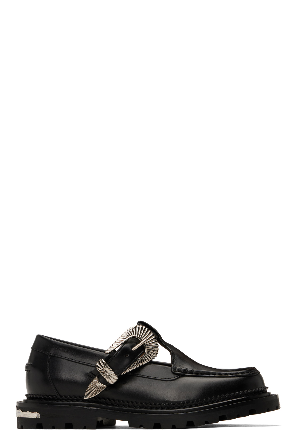Toga Pulla Women's Leather Rounded Toe Mule in Black Leather