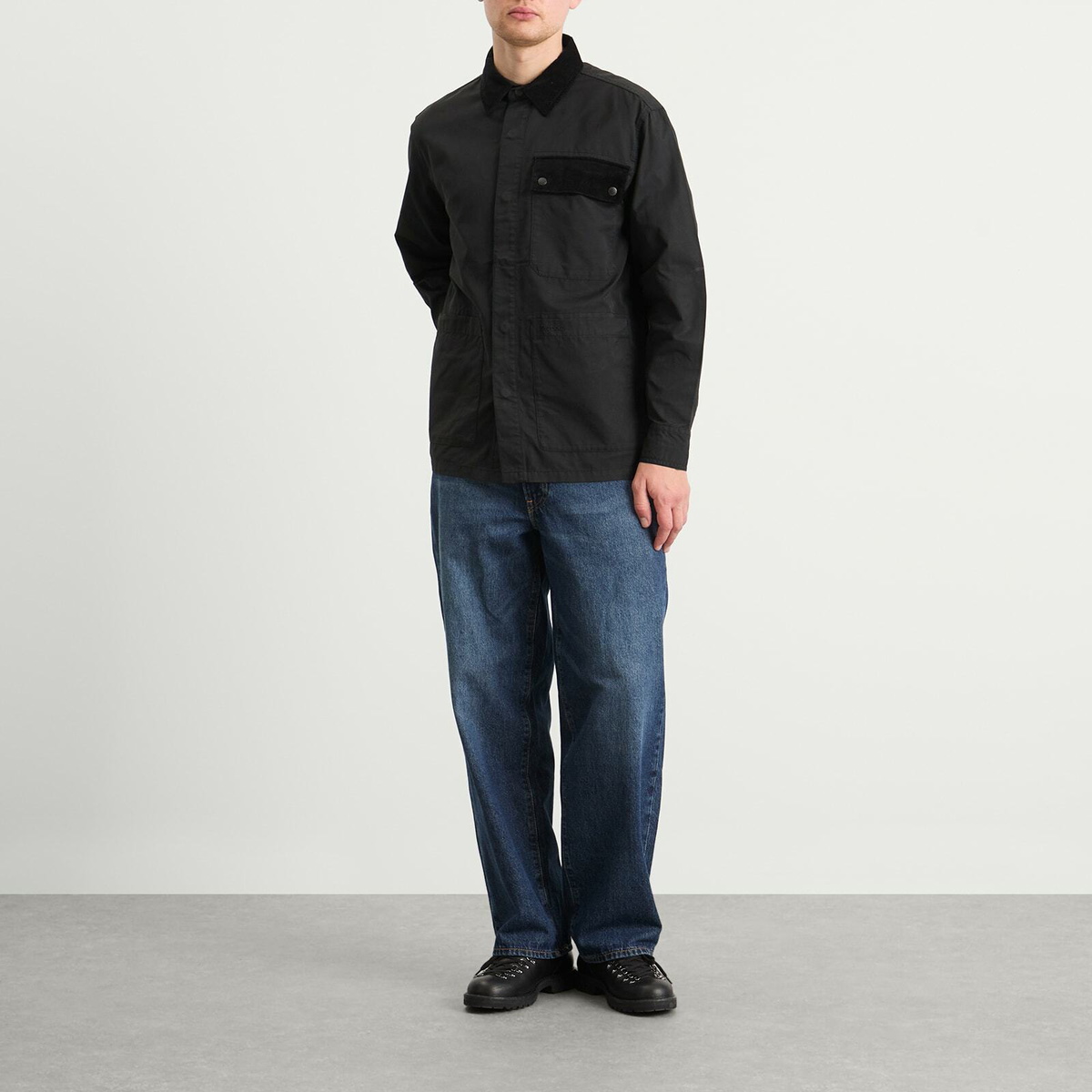 Barbour Men's Heritage + Silverbay OS Twill Overshirt in Black