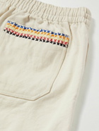 BODE - Donkey Party Straight-Leg Embroidered Cotton-Twill Shorts - Neutrals