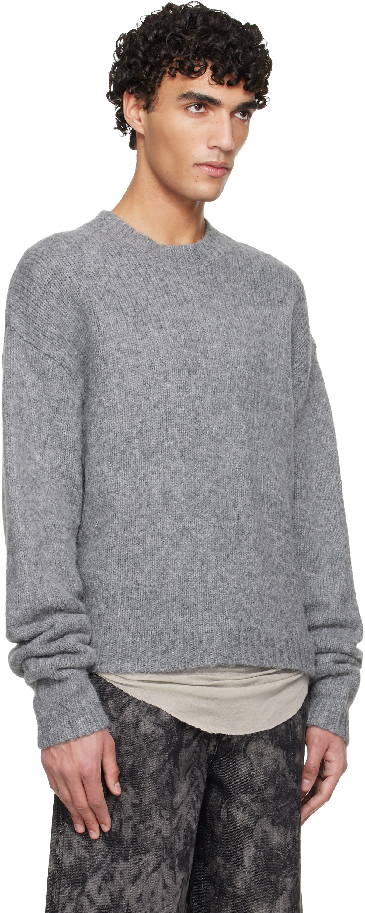 HELIOT EMIL Gray Roan Alpaca Knit Sweater