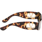 Valentino Brown Rectangular Acetate Sunglasses