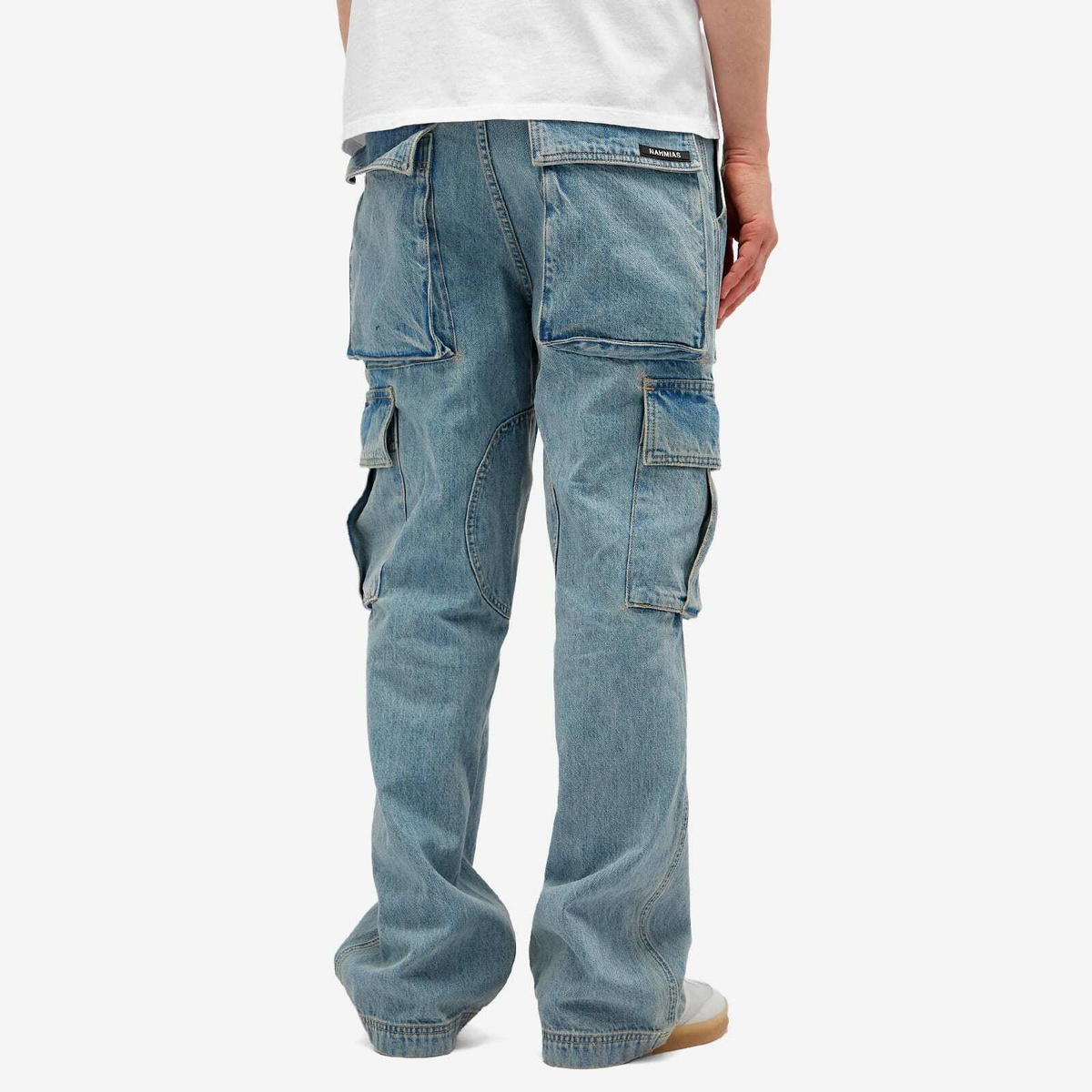 Nahmias Men's Denim Logo Cargo Pants in Vintage Blue