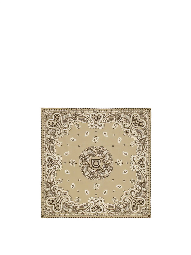 Photo: Ferragamo Mens Arabesque print bandana in Beige