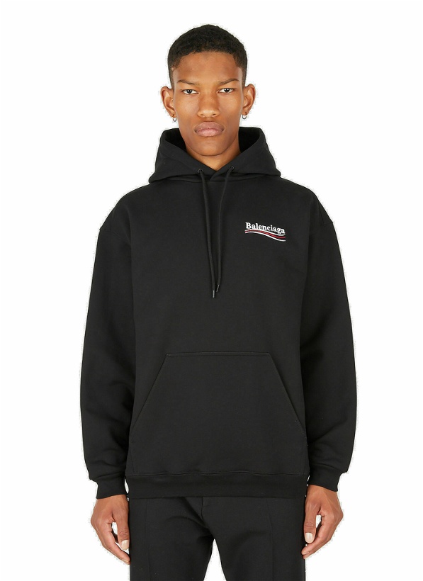Photo: Logo Print Medium Fit Hooded Sweatshirt in Black