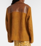 Miu Miu Leather-trimmed oversized suede jacket
