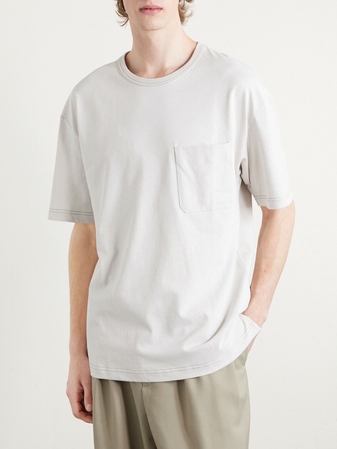 LEMAIRE - Cotton and Linen-Blend Jersey T-Shirt - Neutrals