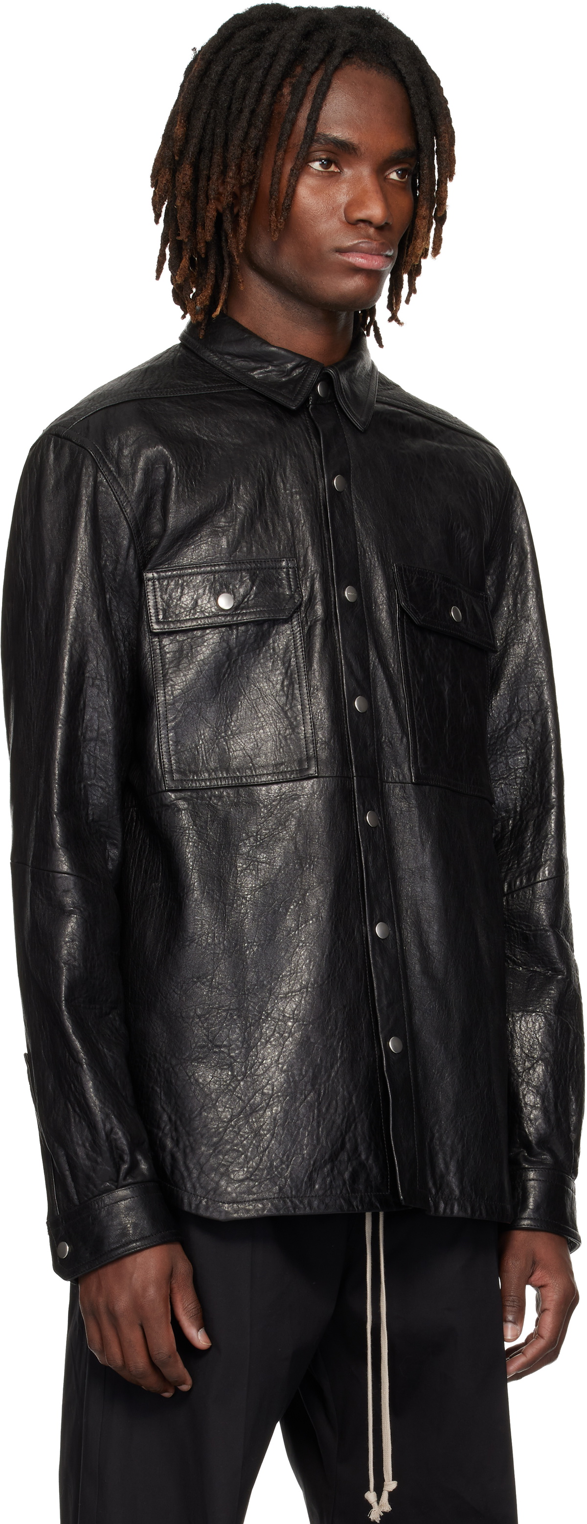 Rick Owens Black Temple Lambskin Outershirt