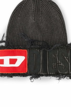 Diesel Denim effect beanie with bold patch detail - Knit caps - Unisex - Black