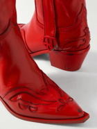 Enfants Riches Déprimés - Distressed Leather Cowboy Boots - Red