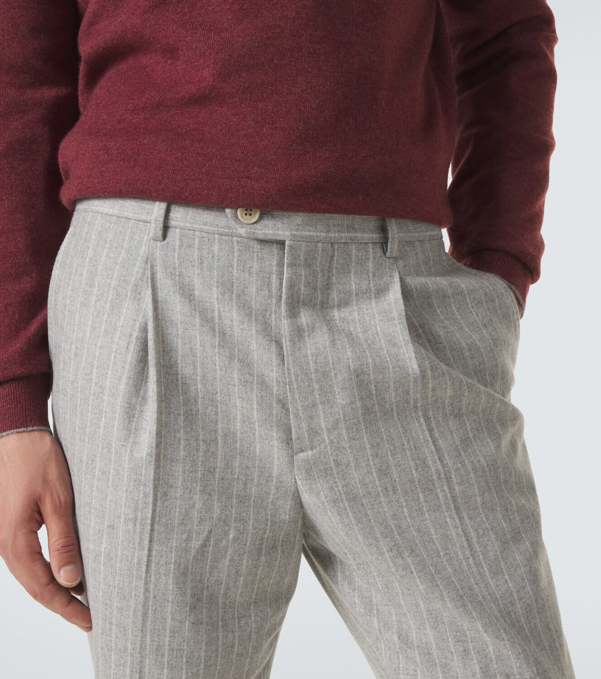 Brunello Cucinelli Pinstripe wool and cashmere tapered pants