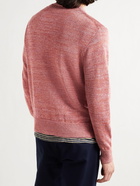 INIS MEÁIN - Slim-Fit Mélange Linen Sweater - Red