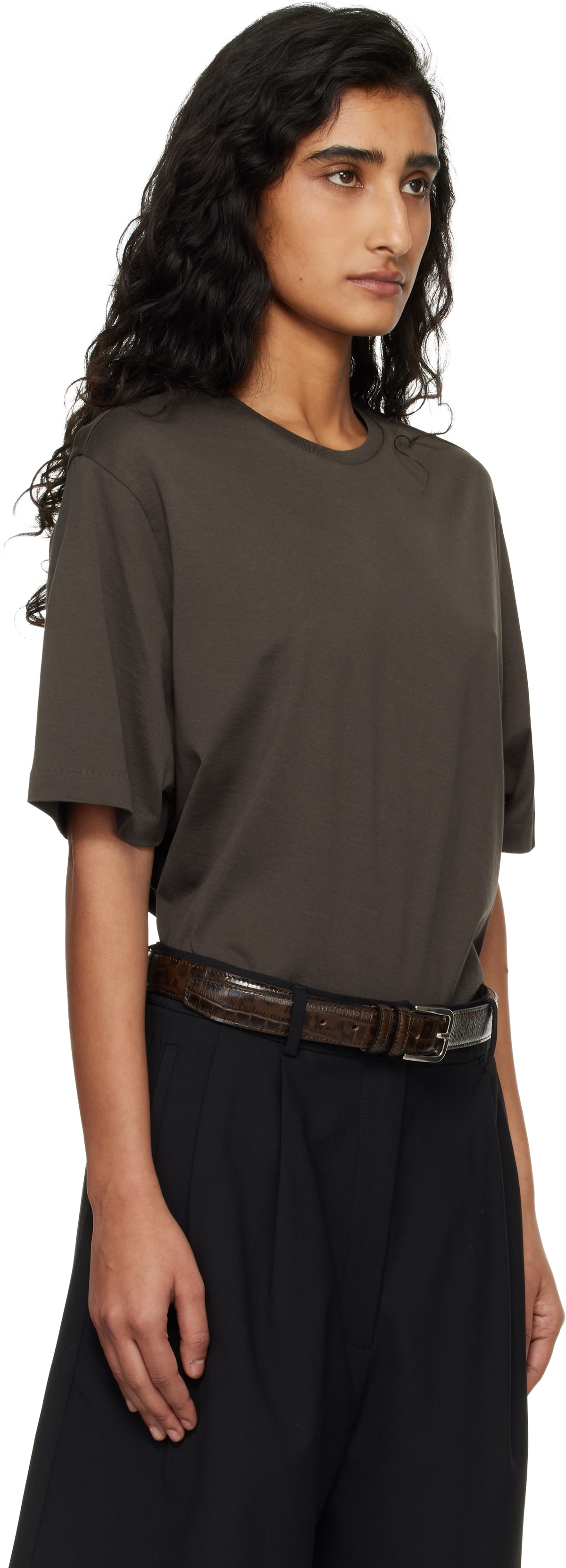 The Frankie Shop Brown Harper Soft Organic T-shirt
