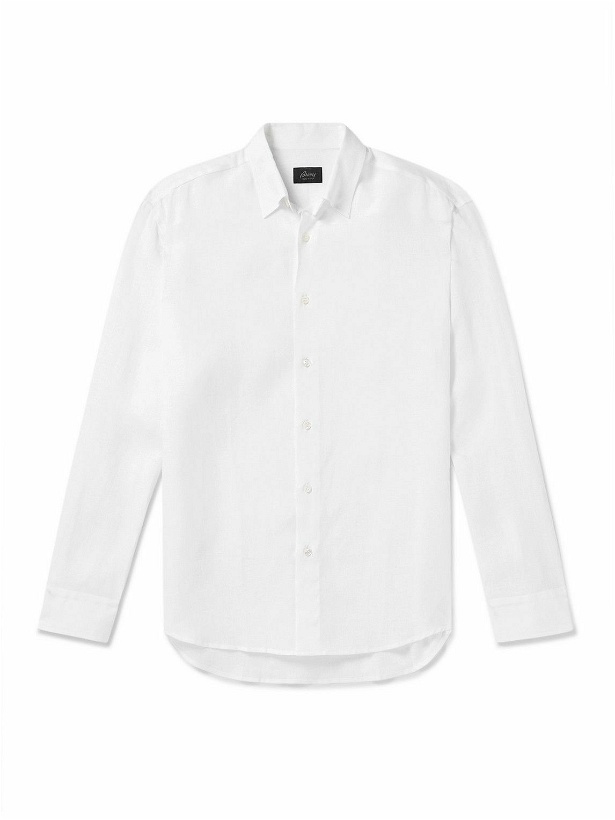 Photo: Brioni - Button-Down Collar Linen Shirt - White