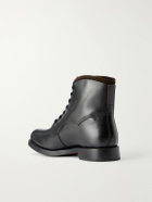 Grenson - Barlow Suede-Trimmed Leather Lace-Up Boots - Black