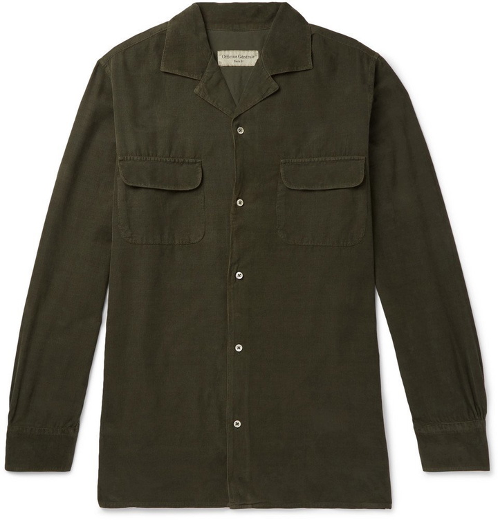 Photo: Officine Generale - Dario Garment-Dyed Cotton-Corduroy Shirt - Men - Green