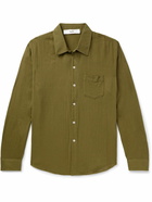 Séfr - Leo Textured-Cotton Voile Shirt - Green