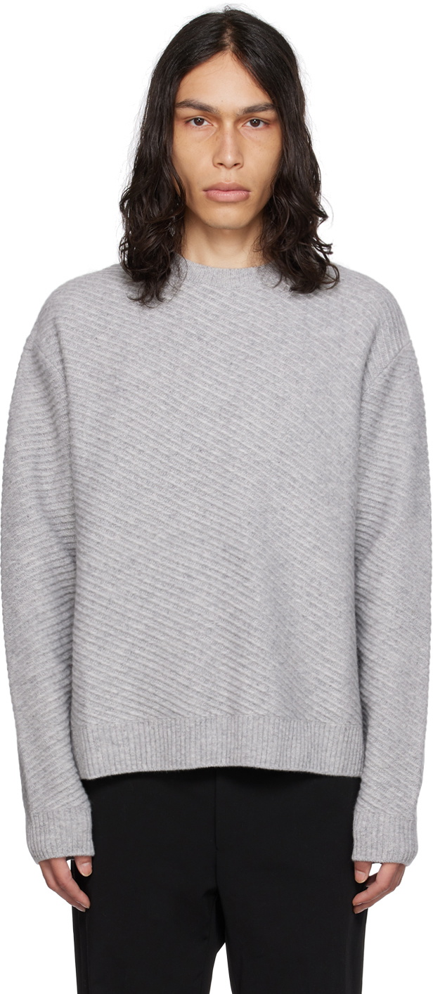 Wooyoungmi Gray Diagonal Sweater Wooyoungmi