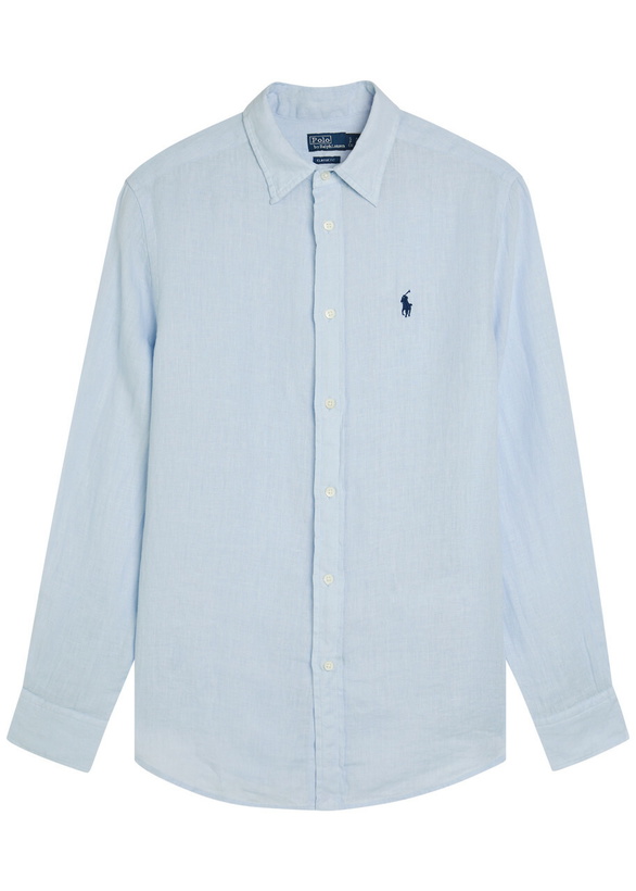 Photo: Polo Ralph Lauren Logo-embroidered Linen Shirt Light Blue