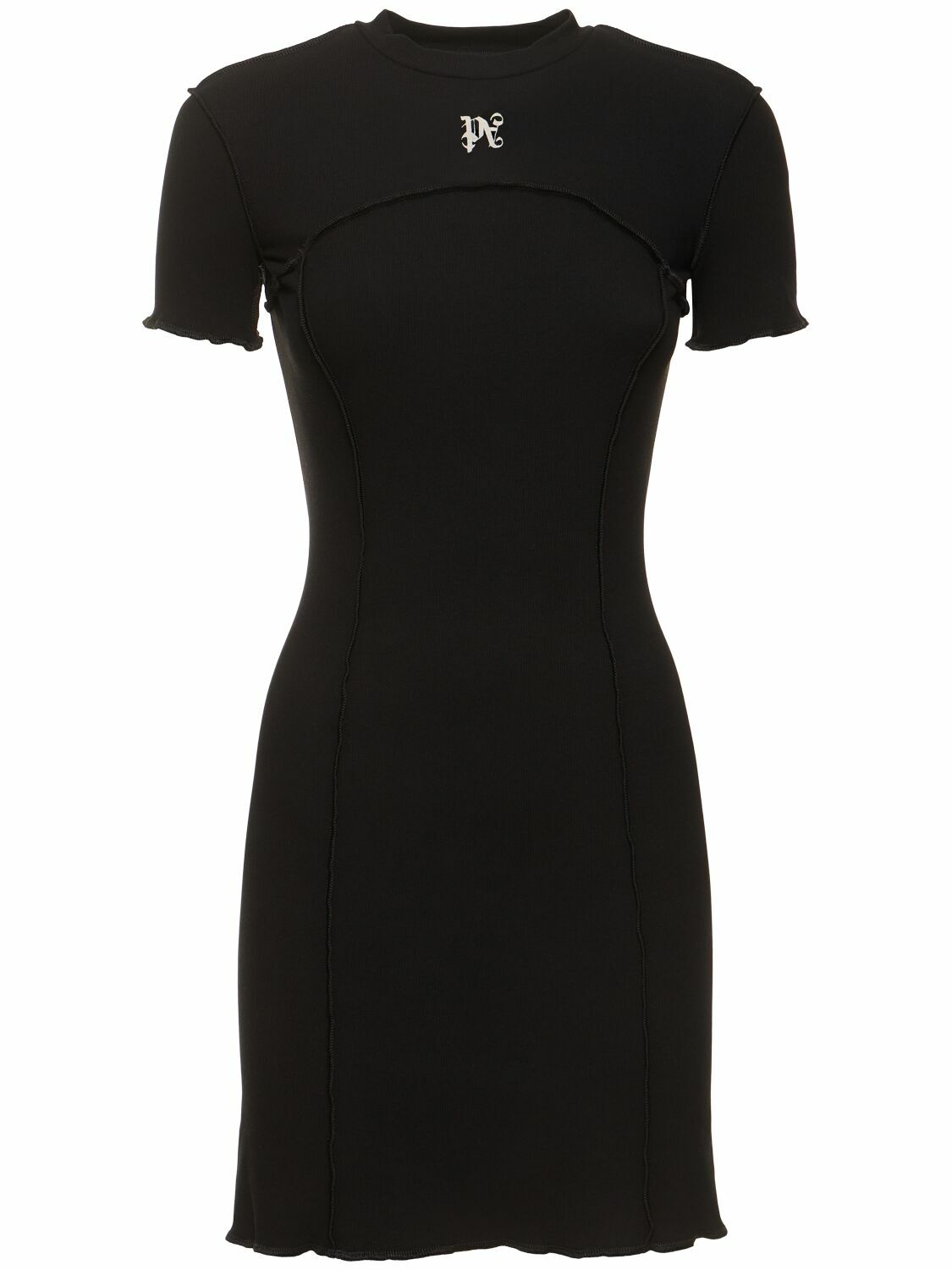 ワンピース PALM ANGELS COTTON KNIT LOGO MINI DRESS Palm Angels Black Cotton Mini Dress With Logo – LOZURI®