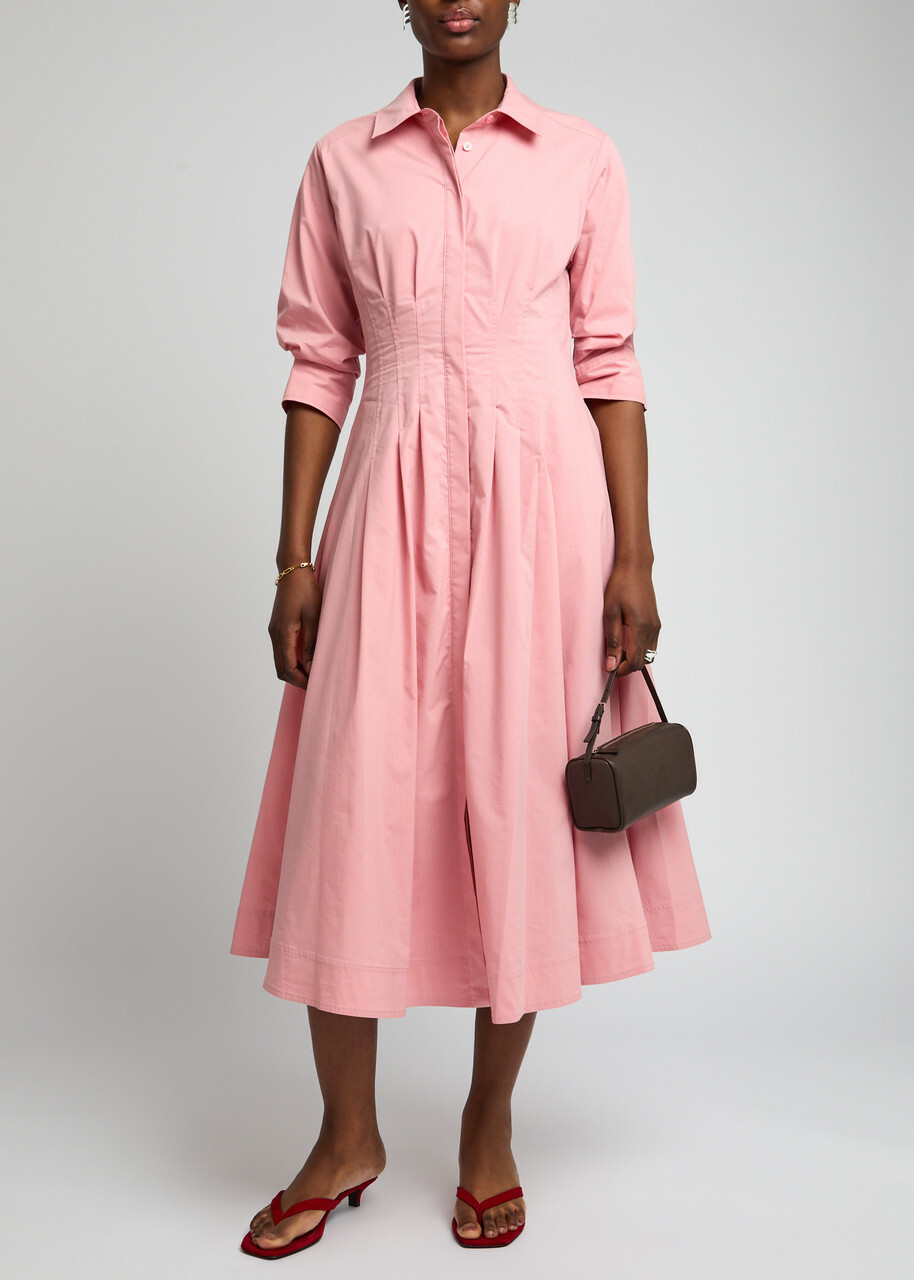 Jonathan Simkhai Jazz Cotton-blend Poplin Midi Shirt Dress Light Pink  Simkhai