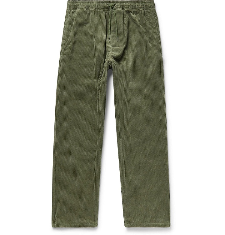 Photo: WTAPS - Chef Cropped Cotton-Corduroy Drawstring Trousers - Green