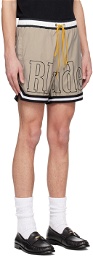 Rhude Beige Striped Swim Shorts
