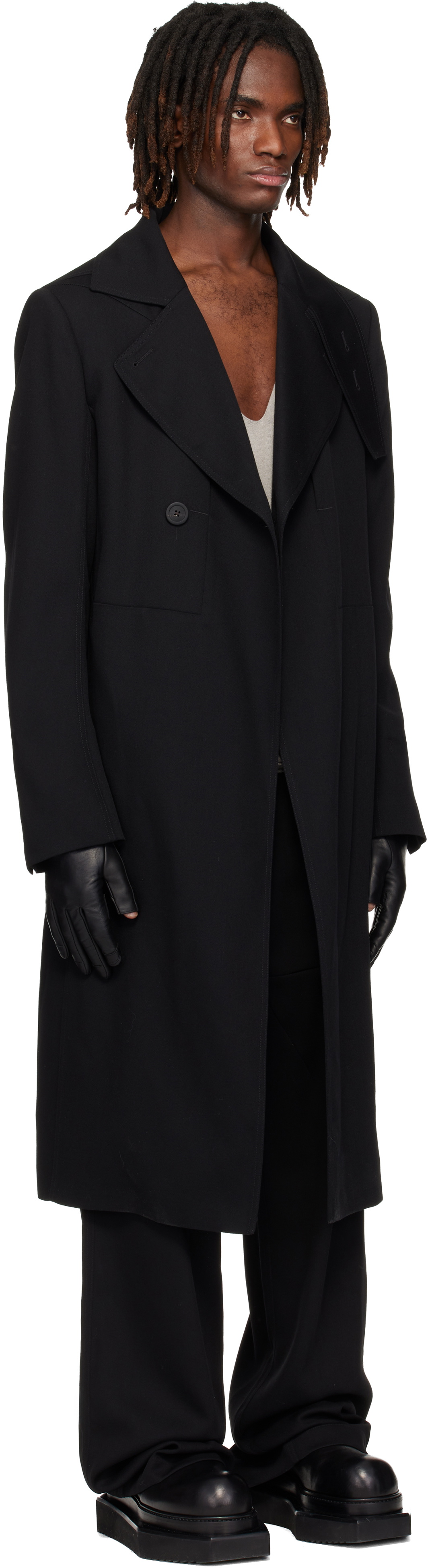 Rick Owens ブラック トレンチコート Rick Owens Black Temple Drella Trench Coat Rick Owens