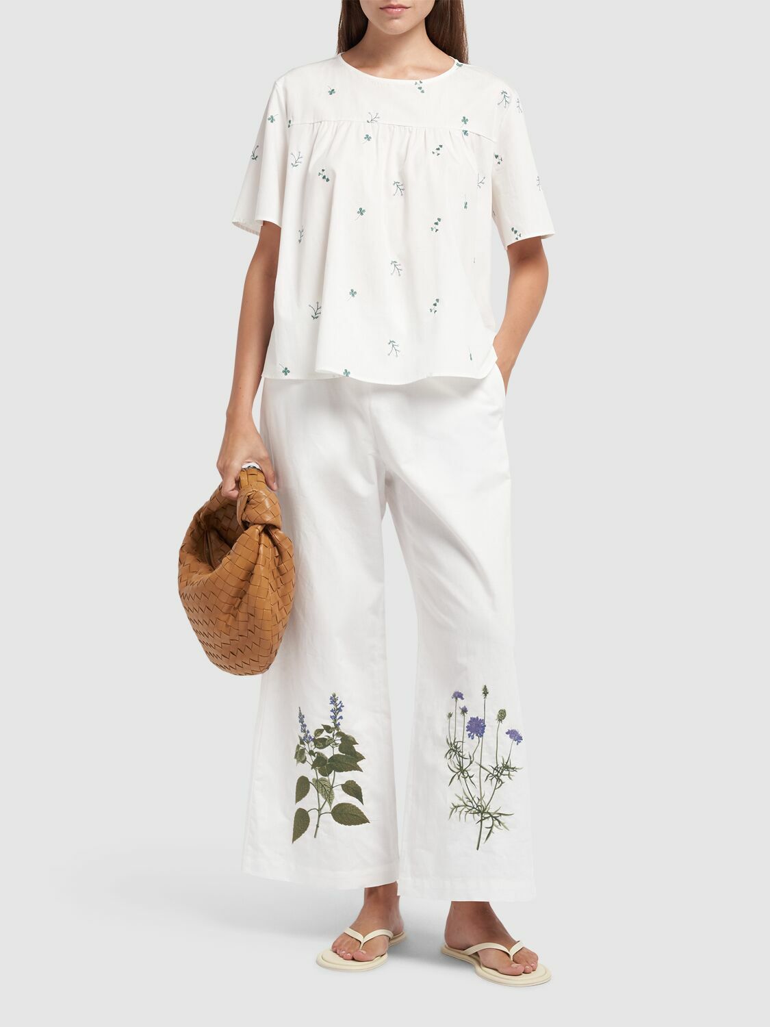 パンツ Weekend Max Mara Volante Long Trouser WEEKEND MAX MARA Volante Embroidered Wide Cropped Pants