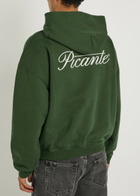 Picante Tailor Logo-embroidered Hooded Cotton Sweatshirt Green
