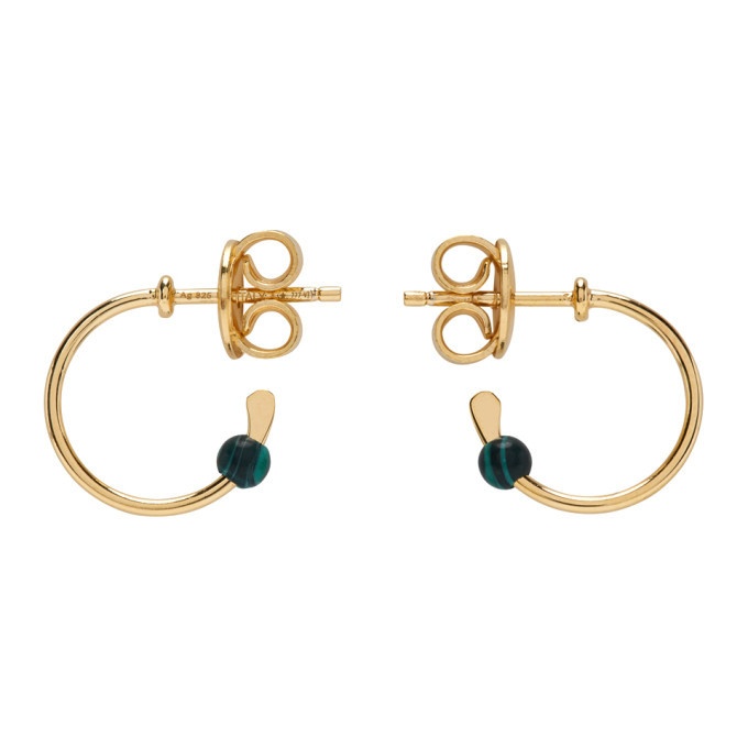 Photo: Bottega Veneta Gold and Green Malachite Bead Hoop Earrings
