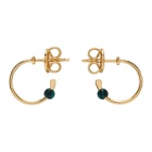 Bottega Veneta Gold and Green Malachite Bead Hoop Earrings