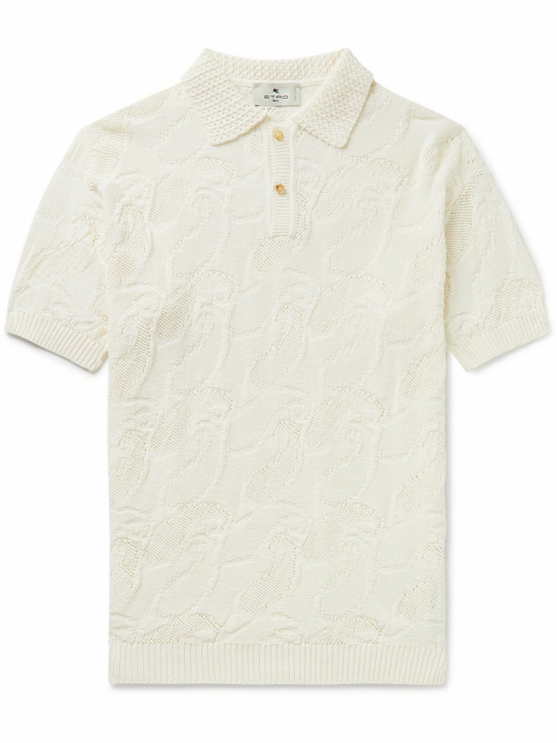 Photo: Etro - Cotton-Jacquard Polo Shirt - White