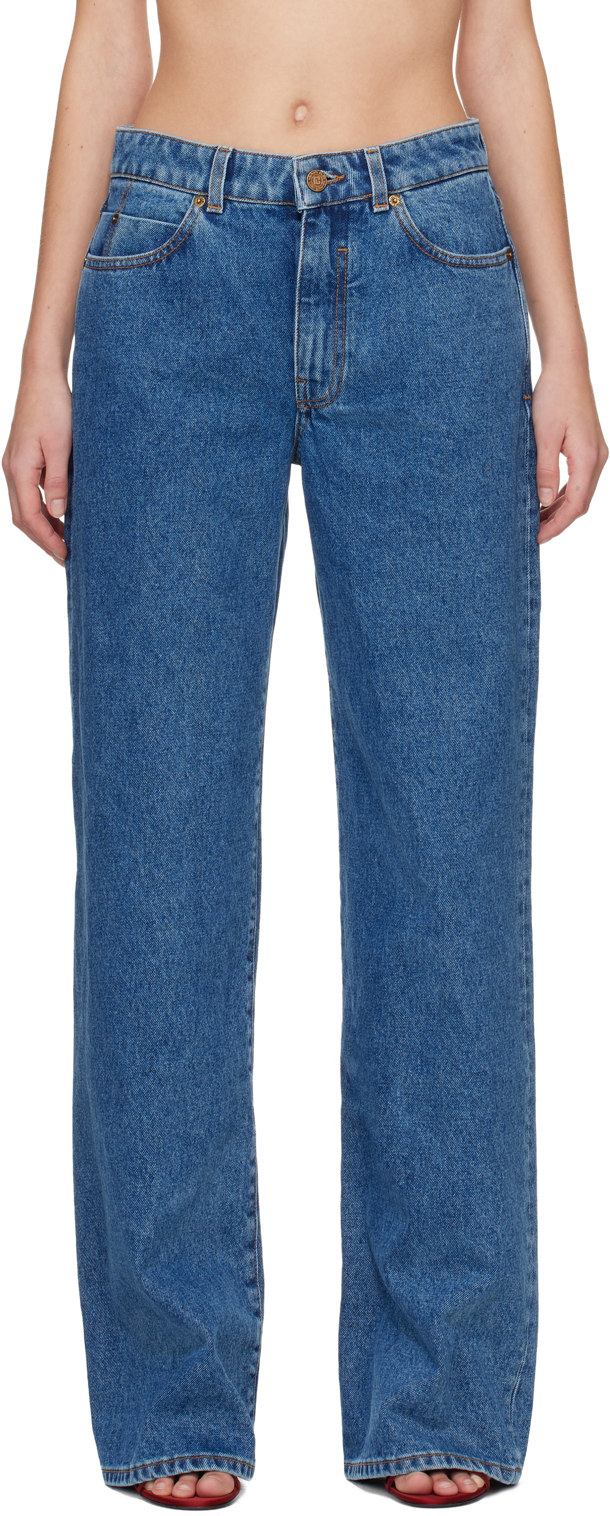 Balmain Blue Straight-Leg Jeans