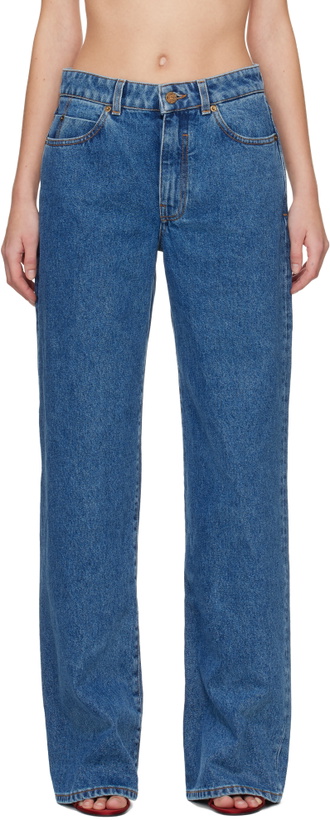 Photo: Balmain Blue Straight-Leg Jeans