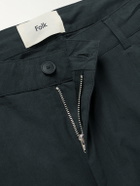 Folk - Straight-Leg Pleated Cotton Trousers - Gray