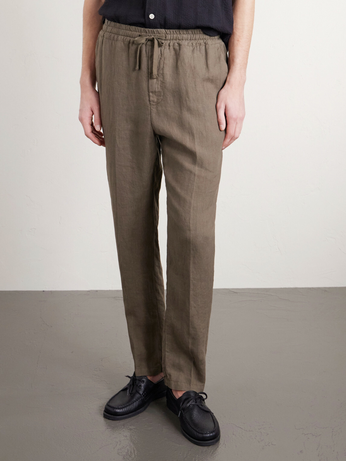 Altea - Mattia Straight-Leg Linen Drawstring Trousers - Green