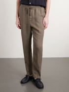 Altea - Mattia Straight-Leg Linen Drawstring Trousers - Green