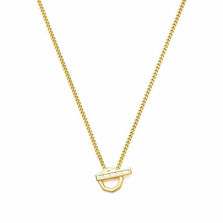 Photo: Missoma Women's x Lucy Williams T-Bar Hex Pendant Necklace in Gold 