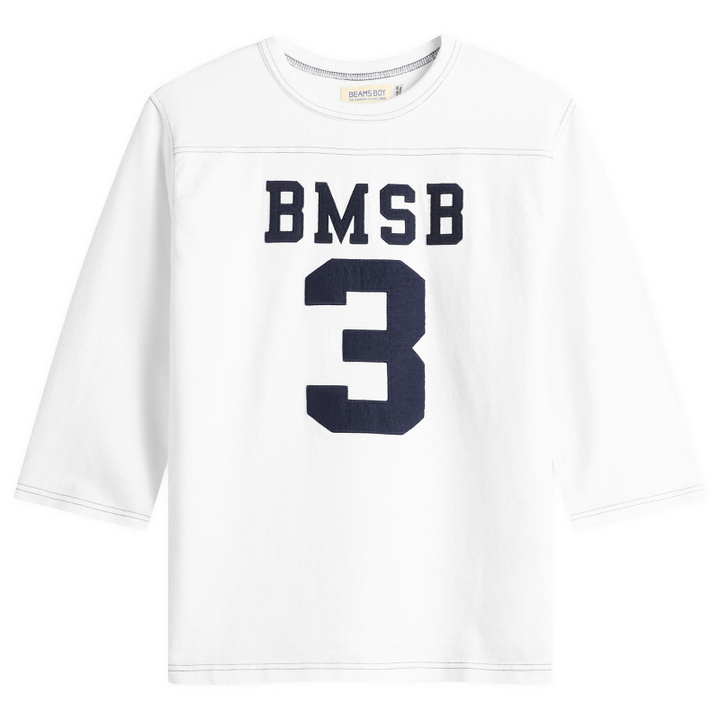 Photo: Beams Boy Women's 3/4 Sleeve Football T-Shirt in White