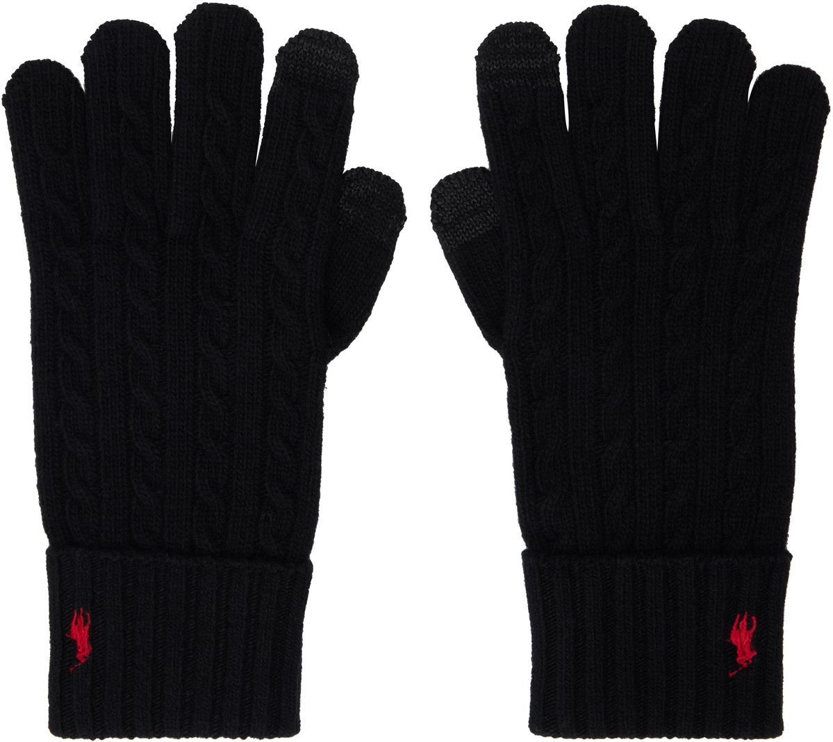 Polo Ralph Lauren Black Classic Cable Knit Gloves