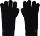 Polo Ralph Lauren Black Classic Cable Knit Gloves