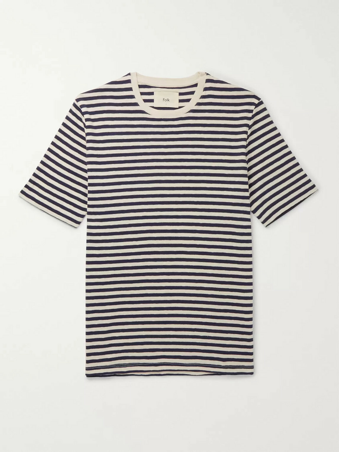 Folk - Striped Slub Cotton-Jersey T-Shirt - Neutrals