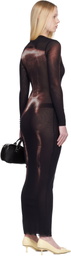 Jean Paul Gaultier Black & Burgundy 'The Long Bronze Body Dust' Maxi Dress