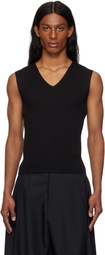132 5. ISSEY MIYAKE Black Flat Rib Knit 2 Sweater