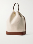 TOM FORD - Leather-Trimmed Canvas Drawstring Bag - White